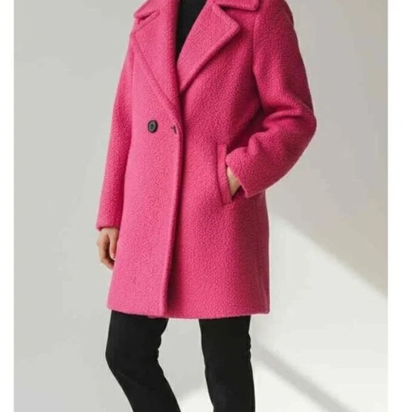 Anthropolgie NWT NVLT Textured Pink Boucle Coat Wool Blend Oversized Winter Sz L - Picture 4 of 7
